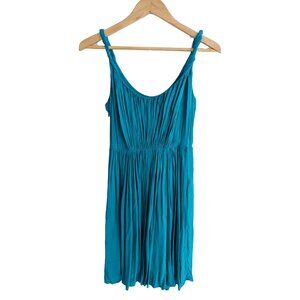 Blue-green pleated Madewell dress, size 4